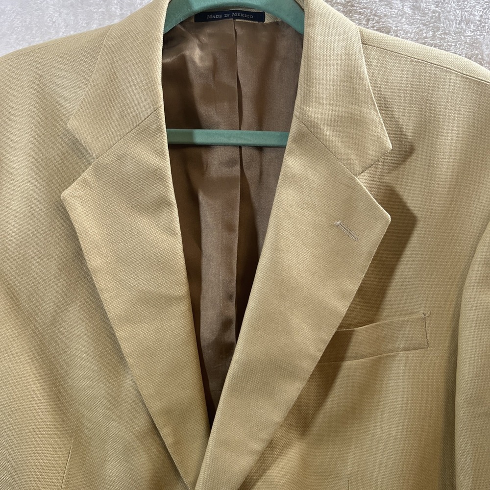 Lands End Blazer Men's 42L Long Silk Sport Coat Blazer Gold Yellow 2 Button - Picture 3 of 16